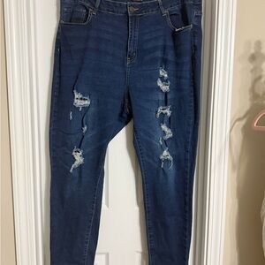 Dark Blue Distressed Women’s Jeans